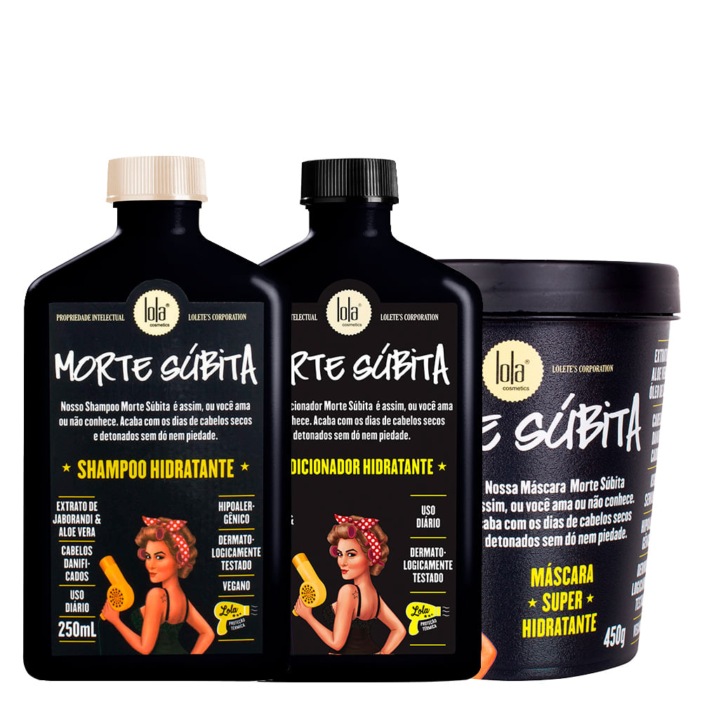 Kit Lola Cosmetics Hidratao Morte Sbita - Shampoo 250 ml + Condicionador 250 g + Mscara de Hidratao 450 g