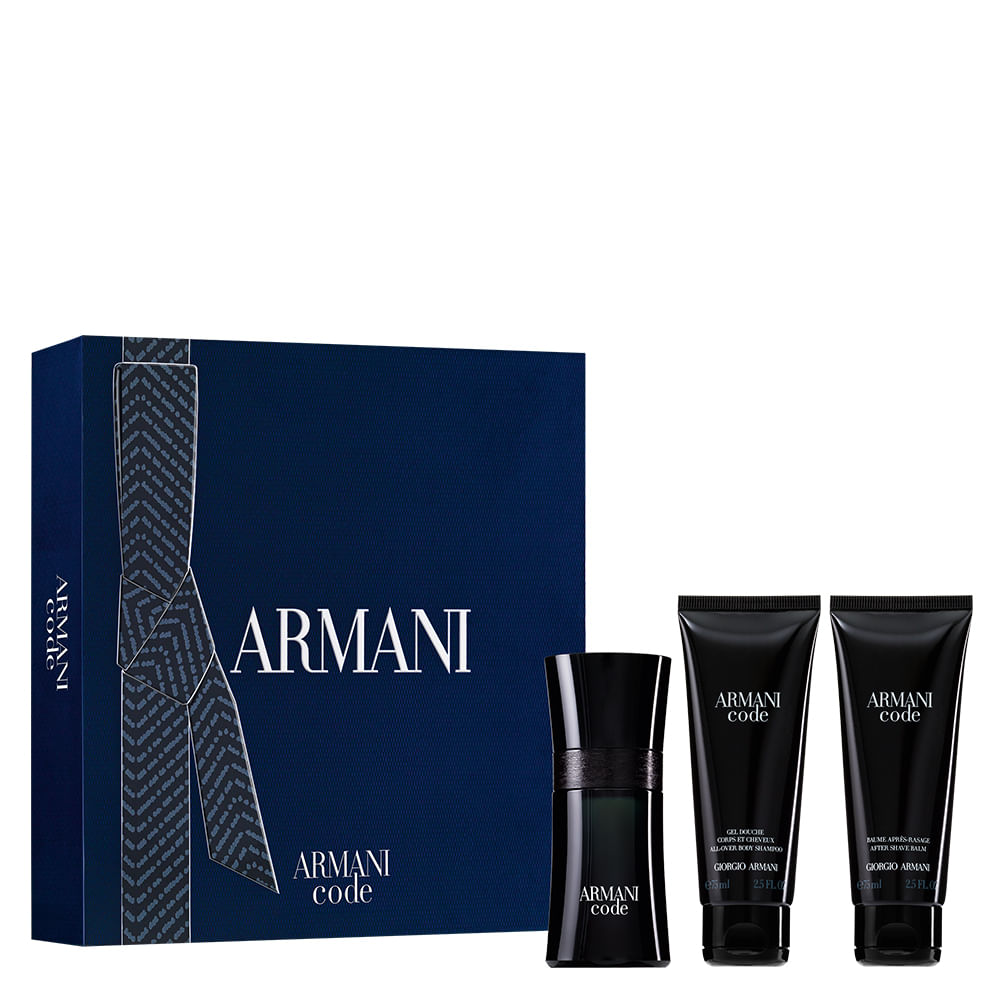 Kit Perfume Giorgio Armani Code Homme Masculino Eau de Toilette 75 ml + Gel de Banho 75 ml + Ps Barba 75 ml
